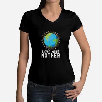 Love Your Mother Earth Against Climate Change Women V-Neck T-Shirt - Seseable