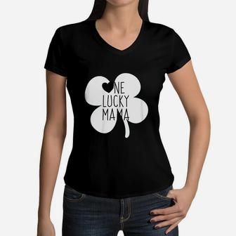 Lucky Mama Mom Women V-Neck T-Shirt - Seseable