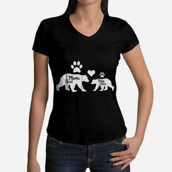 Mama Baby Bear Family Thoughtful Gifts For Mom Women V-Neck T-Shirt - Seseable