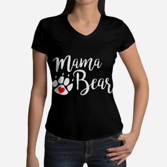 Mama Bear For Moms Expectant Mothers Mothers Day Women V-Neck T-Shirt - Seseable