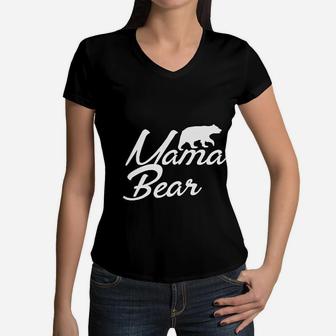 Mama Bear Momma Bear For Women Women V-Neck T-Shirt - Seseable