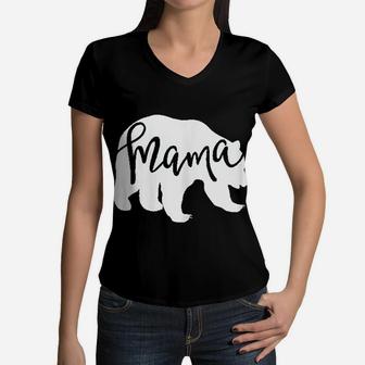 Mama Bear Momma Family Matching Mothers Day Inspired Women V-Neck T-Shirt - Seseable