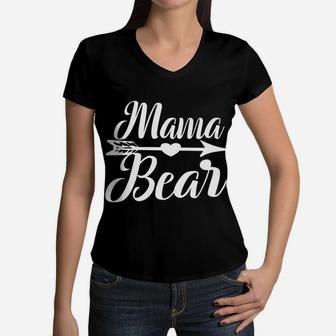 Mama Bear Mother Womens Novelty Gift For Moms Women V-Neck T-Shirt - Seseable