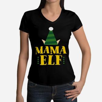 Mama Elf birthday Women V-Neck T-Shirt - Seseable