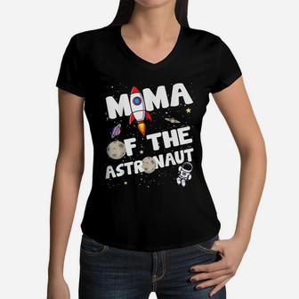 Mama Of The Astronaut Space birthday Women V-Neck T-Shirt - Seseable