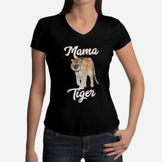 Mama Tiger Women V-Neck T-Shirt - Seseable