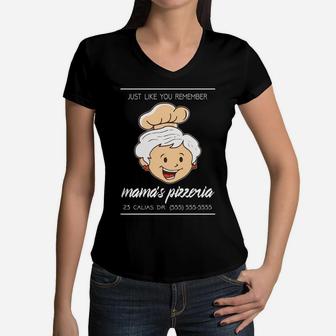 Mamas Pizza Women V-Neck T-Shirt - Seseable