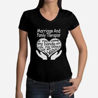 Marriage And Family Therapist Full Heart Job Women V-Neck T-Shirt - Seseable