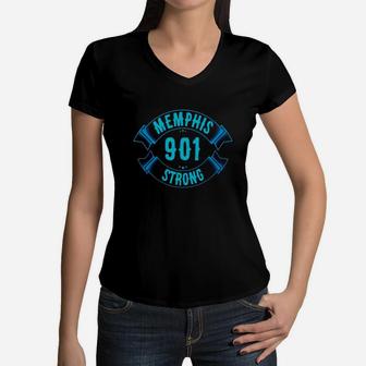 Memphis 901 Strong T-shirt Distressed Vintage Area Code Tee Women V-Neck T-Shirt - Seseable