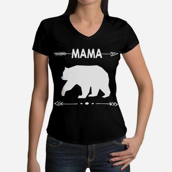 Mom Bear Mama Mothers Day Gift For Mom Women V-Neck T-Shirt - Seseable