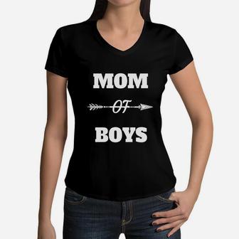 Mom Of Boys Motherday Mom s s T-shirt Women V-Neck T-Shirt - Seseable