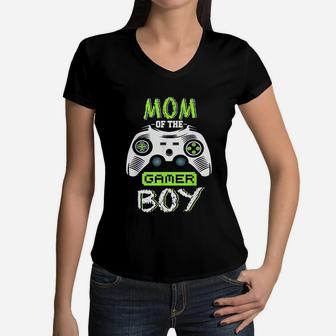 Mom Of The Gamer Boy Matching Video Gamer Women V-Neck T-Shirt - Seseable