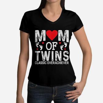 Mom Of Twins Classic Overachiever Women V-Neck T-Shirt - Seseable