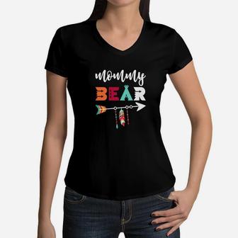 Mommy Bear Cute Mothers Day Mom Gift Women V-Neck T-Shirt | Seseable UK