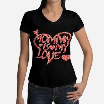 Mommy Is My Valentine 2019 Women V-Neck T-Shirt - Seseable