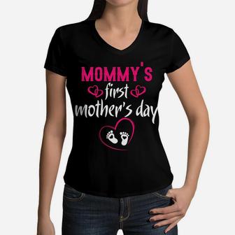 Mommys First Mothers Day Gifts Cute Gifts For Mom Women V-Neck T-Shirt - Seseable