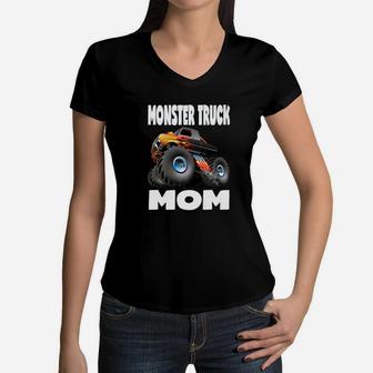 Monster Truck Mom Retro Big Trucks Mothers Premium Women V-Neck T-Shirt - Seseable