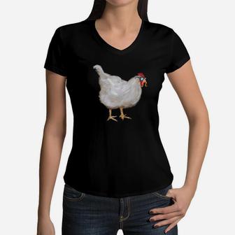 Mother Clucking Chicken In Disguise With Mustache Women V-Neck T-Shirt - Seseable