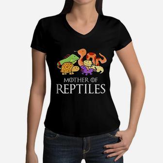 Mother Of Reptiles birthday Women V-Neck T-Shirt - Seseable