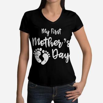 My First Mothers Day Gift For Mom Mommy Mothers Day Women V-Neck T-Shirt | Seseable CA