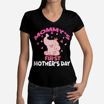 My First Mothers Day Mama Mom 1st New Moms Gift Women V-Neck T-Shirt - Seseable
