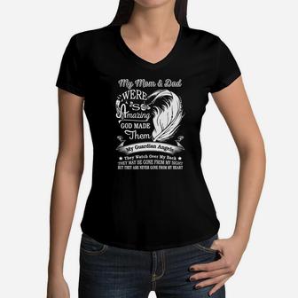 My Mom And Dad Were So Amazing In Memory Of Parents Women V-Neck T-Shirt - Seseable