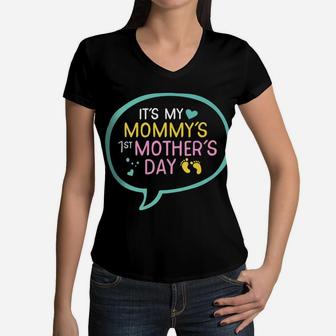 My Mommys First Mothers Day Gift For New Moms Women V-Neck T-Shirt - Seseable
