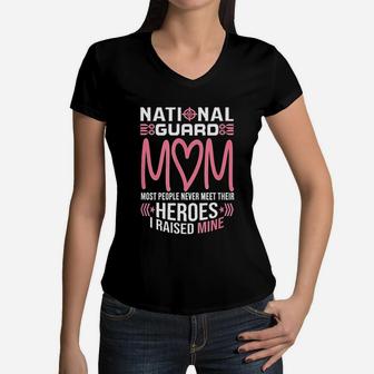 National Guard Mom Army Heroes Gifts Military Family Women V-Neck T-Shirt - Seseable