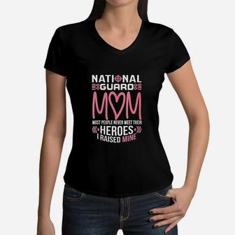 National Guard Mom Army Heroes Gifts Military Family Women V-Neck T-Shirt - Seseable