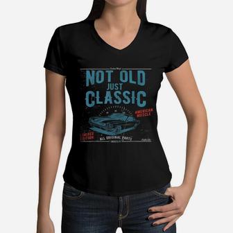 Not Old Just Classic Vintage Car Birthday Tshirt Gift Women V-Neck T-Shirt - Seseable