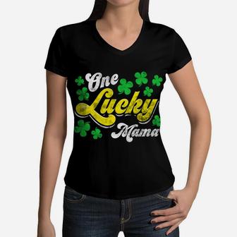 One Lucky Mama Mom St Patricks Day Women V-Neck T-Shirt - Seseable