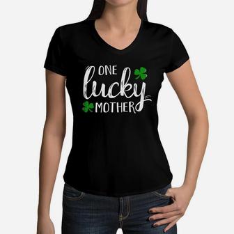 One Lucky Mother Shamrock Women V-Neck T-Shirt - Seseable