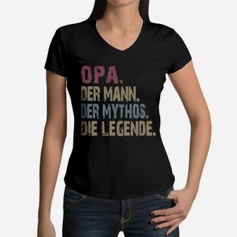 Opa Der Mann Der Mythos Die Legende Vintage Shirt Women V-Neck T-Shirt - Seseable