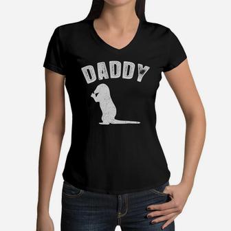 Otter Daddy Matching Family Vintage Women V-Neck T-Shirt - Seseable