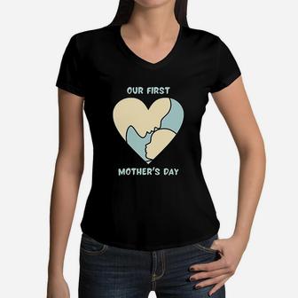 Our 1st Mother Day Mother Lover Earth Mother Women V-Neck T-Shirt - Seseable