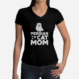 Persian Cat Mom For Female Cat Owners Women V-Neck T-Shirt - Seseable