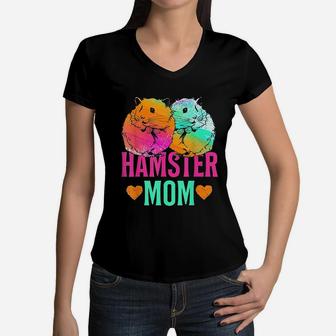 Pet Lover Mothers Day Mom Hamster Women V-Neck T-Shirt - Seseable