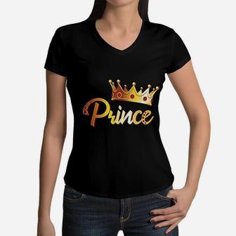 Prince For Boys Gift Family Matching Gift Royal Prince Women V-Neck T-Shirt - Seseable