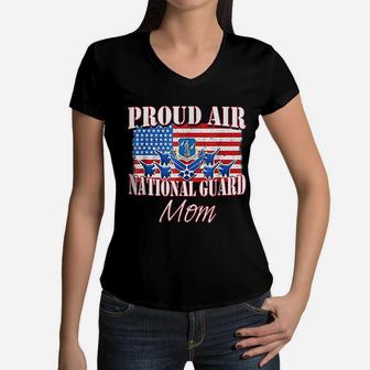 Proud Air National Guard Mom Usa Air Force Mothers Day Women V-Neck T-Shirt - Seseable
