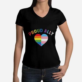 Proud Ally Mom Women V-Neck T-Shirt - Seseable