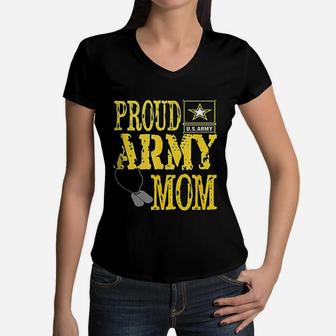 Proud Army Mom Military Pride Women V-Neck T-Shirt - Seseable