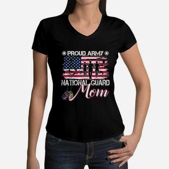 Proud Army National Guard Mom Women V-Neck T-Shirt - Seseable