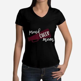 Proud Cheer Mom Women V-Neck T-Shirt - Seseable