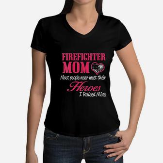 Proud Firefighter Mom Women V-Neck T-Shirt - Seseable