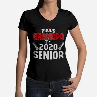 Proud Grandpa Of A 2020 Senior Graduation Family Women V-Neck T-Shirt - Seseable