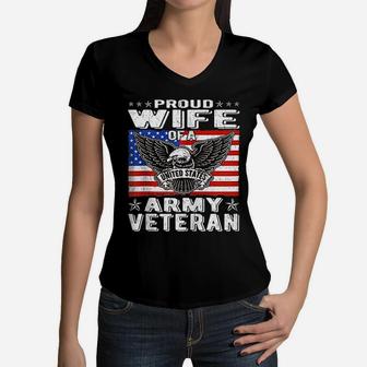 Proud Wife Of Us Army Veteran Women V-Neck T-Shirt - Seseable