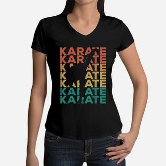 Retro Vintage Karate Gift For Karateka Women V-Neck T-Shirt - Seseable