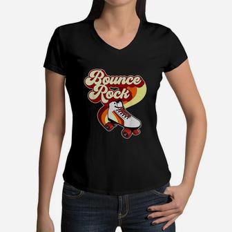 Roller Disco Bounce Rock Roller Skate Vintage 70s 80s Women V-Neck T-Shirt - Seseable
