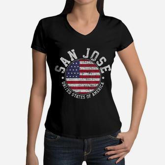 San Jose Vintage Women V-Neck T-Shirt - Seseable