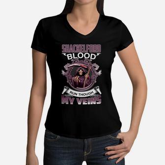 Shackelford Name Shirt, Shackelford Funny Name, Shackelford Family Name Gifts T Shirt Women V-Neck T-Shirt | Seseable UK